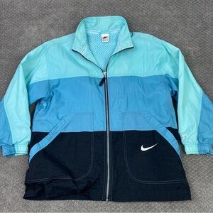 Vintage 90s Nike Windbreaker Jacket Women’s Large 14-16 Aqua Teal Full Zip